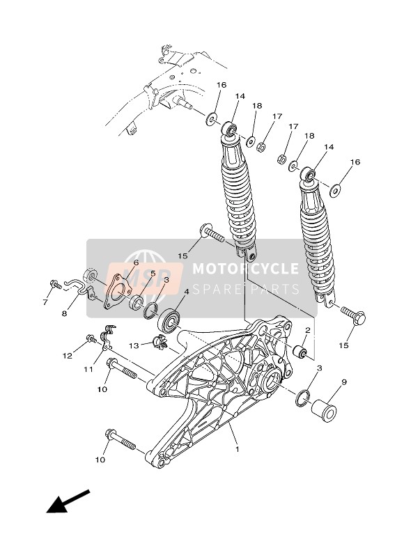 Yamaha GPD125A 2015 Rear Arm & Suspension for a 2015 Yamaha GPD125A